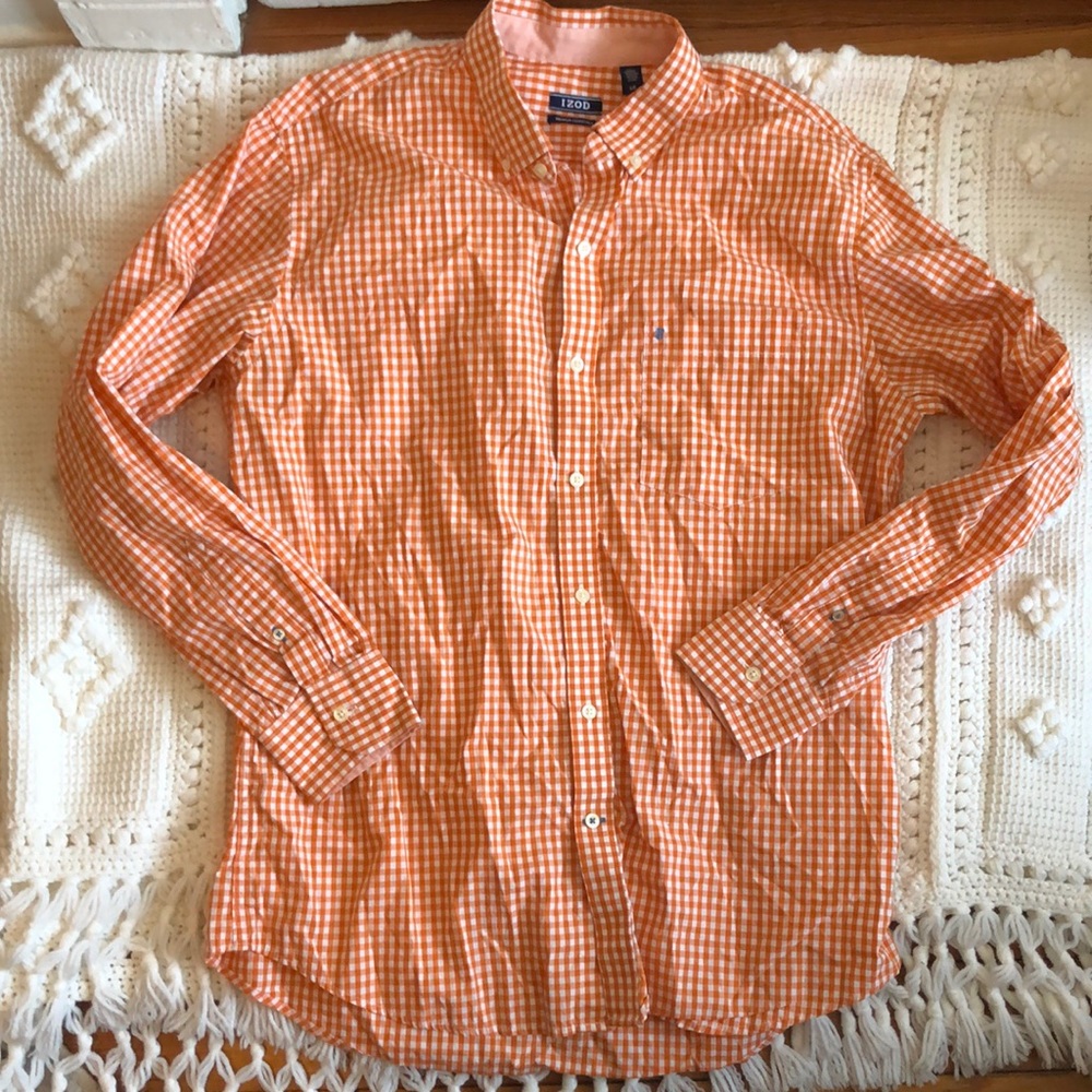 IZOD Men's Orange Checkered Shirt